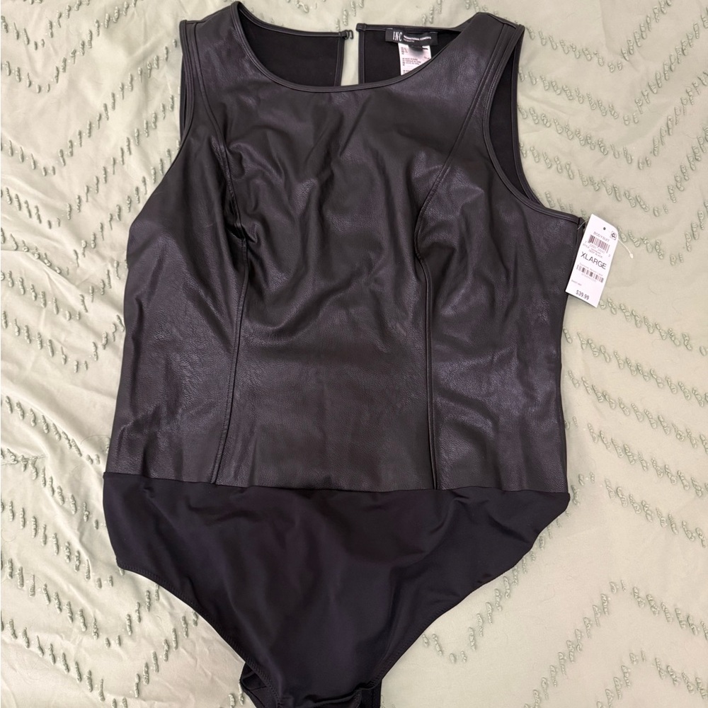 Black Faux Leather Body Suit